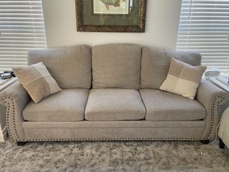 Rolled Arms Chenille Chesterfield Extended Sofa Couch
