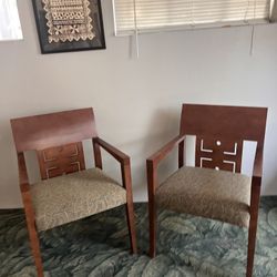 Pair Of Wood Armchairs