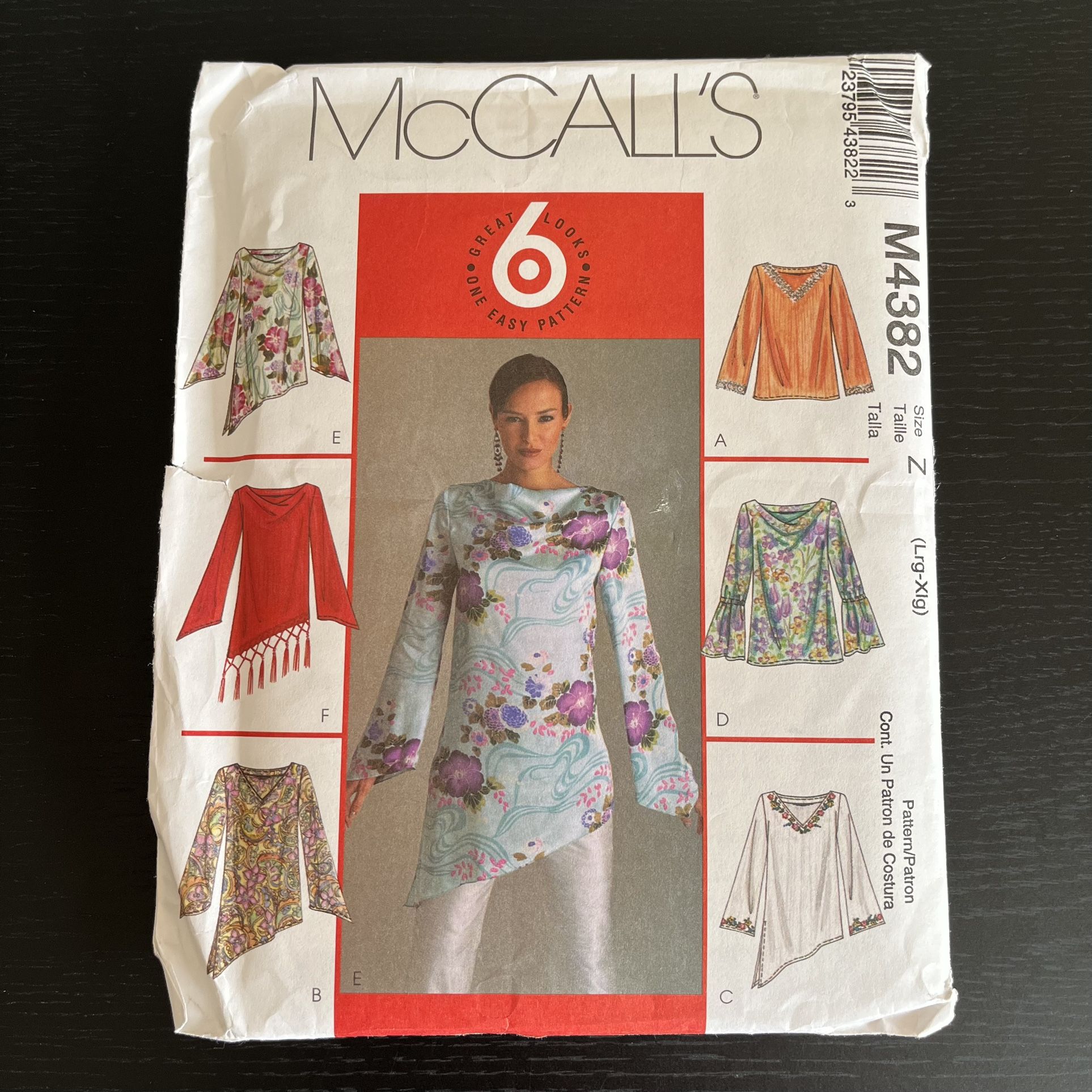 McCall’s Sewing Pattern M4382 Size L - XL Tops Tunic 2004