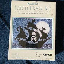 Pirate Ship Latch Hook Kit WonderArt 15" X 20" Sealed  Wall Art Cushion Tabletop