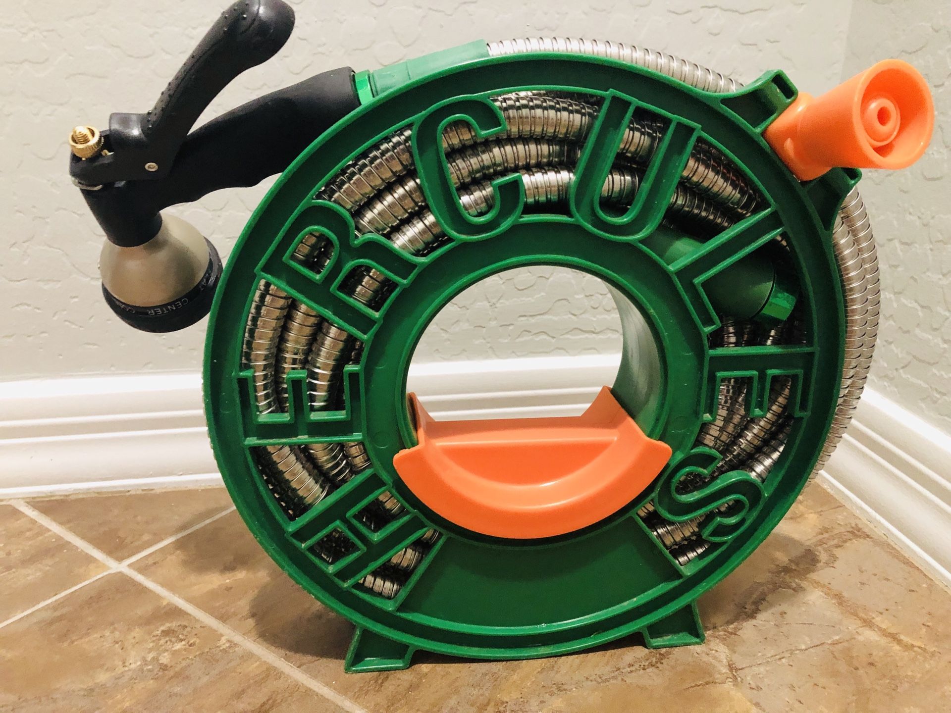 Hercules Stainless Steel 25 feet Garden Hose + Orbit 7spray nozzle for