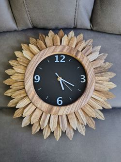 Like new. Rustic wood wall clock 14 inch.