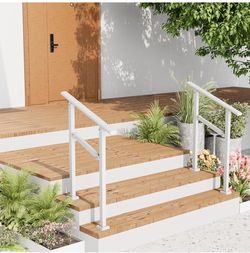 2 Pack Hand Rails for Outdoor Steps,1-2 Step Railing for Stairs,Adjustable Porch Railing,Hand Rails for Seniors,Outdoor Deck Handrails for Exterior St