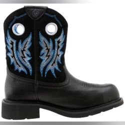 Ariat Fatbaby Steel Toe Black Blue Western Cowgirl Cowboy Work Boots Women 8.5