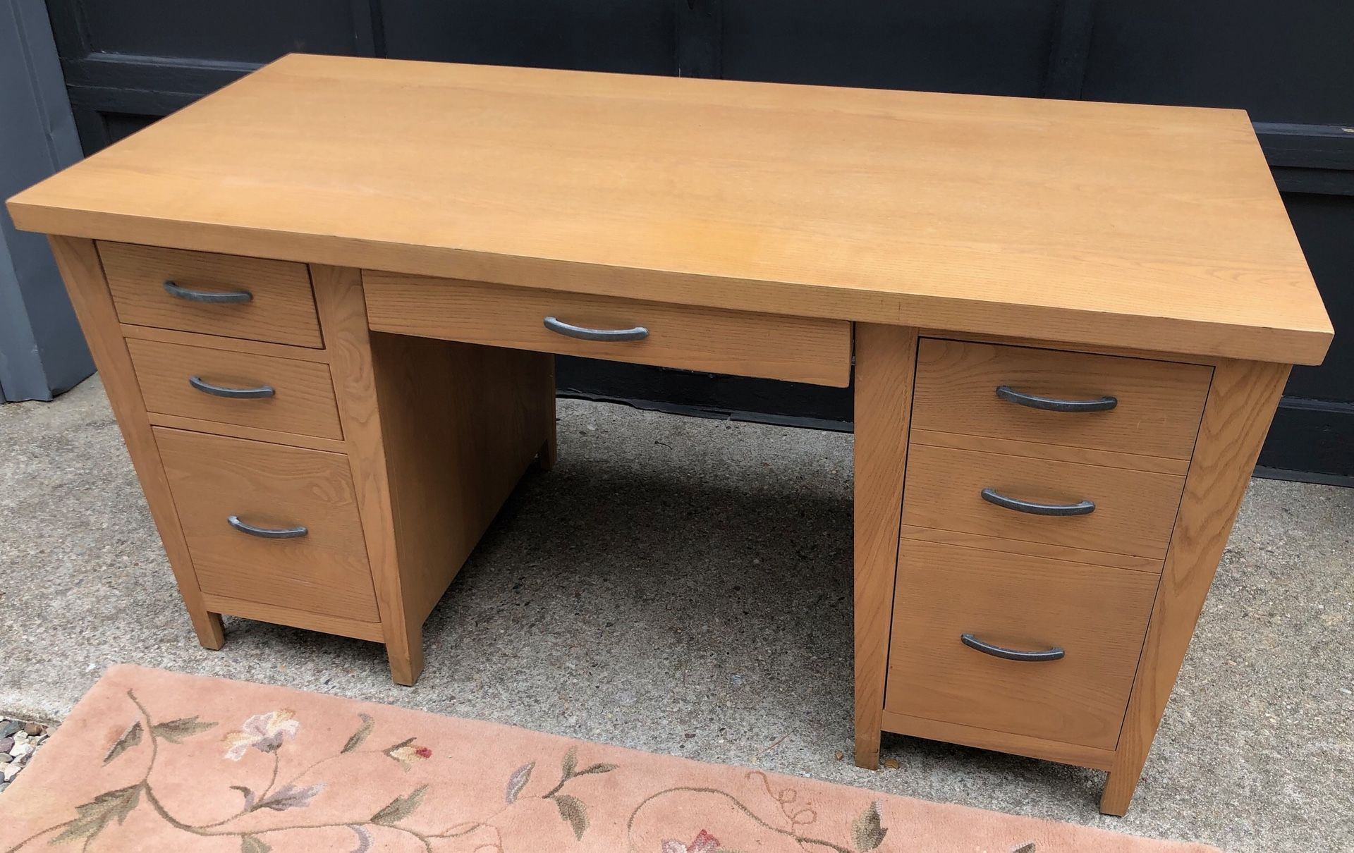 Ethan Allen double pedestal desk, Birch wood, computer office desk