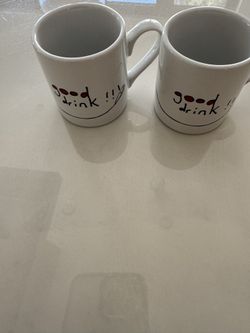 Set of 2 'Good Drink' Expresso Mugs - Dog sketch 