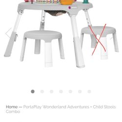 Folding transforming play table by Oribel with one new stool