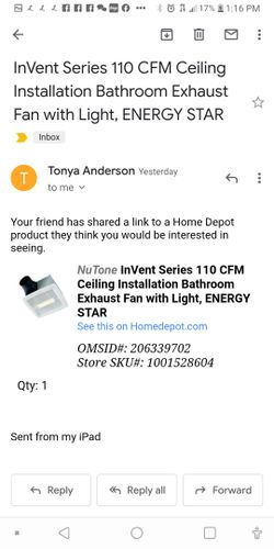 Various NuTone bathroom exhaust fans