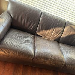 Brown Leather Couch 