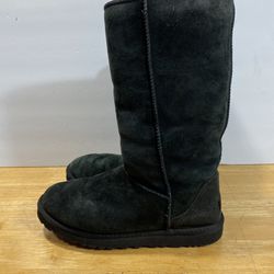 UGG Australia Classic Tall 5815 Black Sheepskin Suede Boots Women’s Size 9