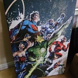 Large DC Comic Canvas 25 X 23 1/2