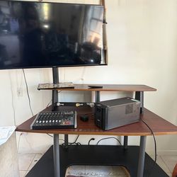 Music Studio desk with tv and back ups