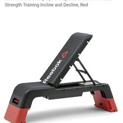 Reebok Deck Multipurpose Adjustable Bench Aerobic Strength Training Incline and Decline, Red