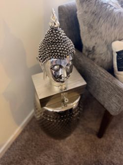 Large Silver Buddha Jewelry Box Shrine Art