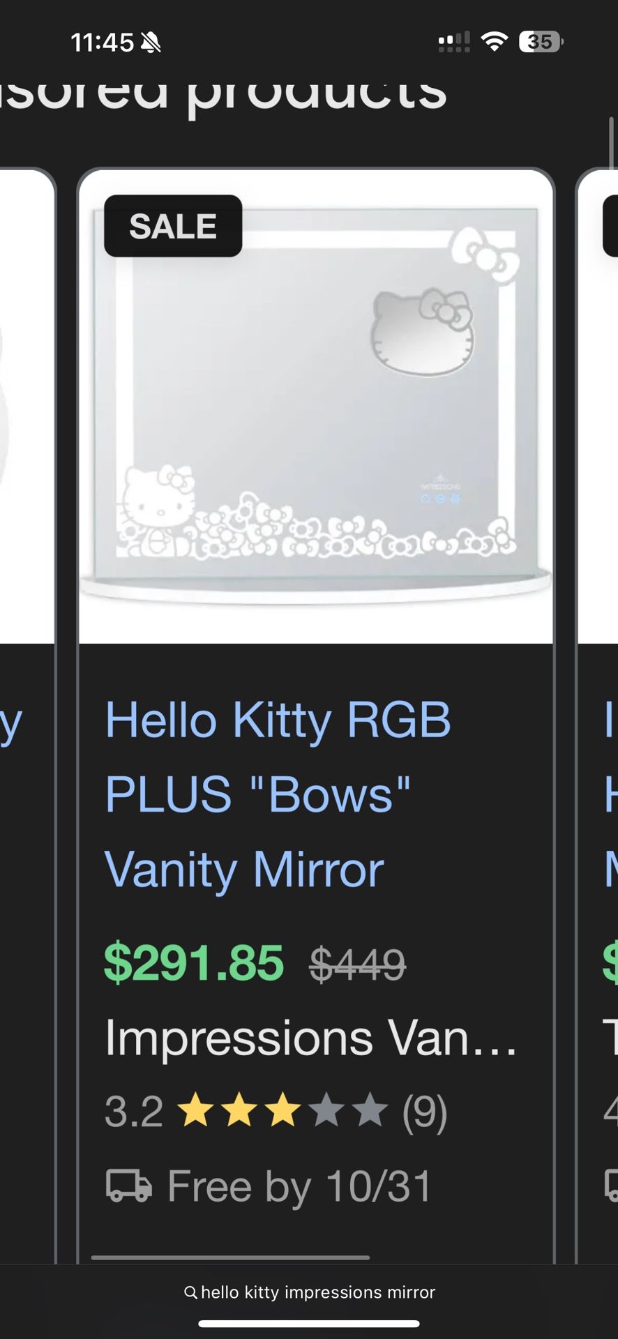 HELLO KITTY IMPRESSION VANITY MIRROR 