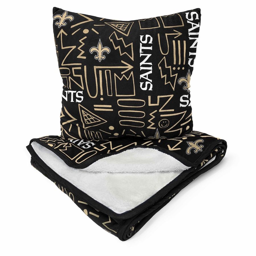 New Orleans Saints Doodle Pop Poly Span Blanket and Pillow Combo Set