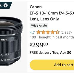 Canon EFS 10-18mm lense