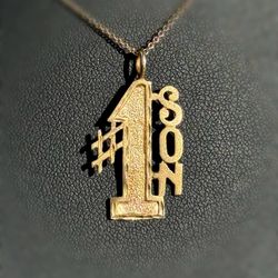 Jewelry 14k solid yellow gold number #1 SON pendant charm 1.6g