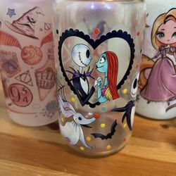 Jack And Sally Glass Cup