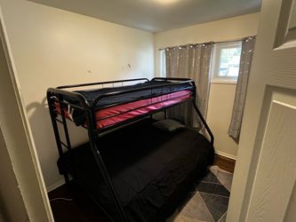 Black metal bunk bed