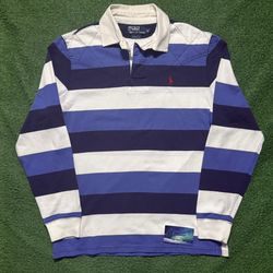 Vintage Polo Ralph Lauren Striped  Rugby Long Sleeve Medium 