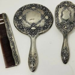Vintage Vanity Dresser Set Mirror/Brush/Comb  HEAVY