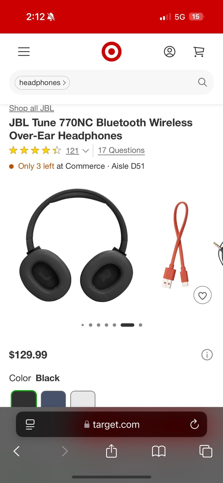 JBL Tune 770NC Bluetooth Wireless Over-Ear Headphones