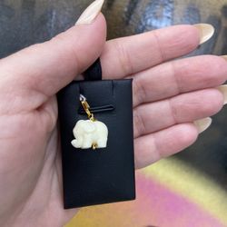 14k  Elephant White  Charm 