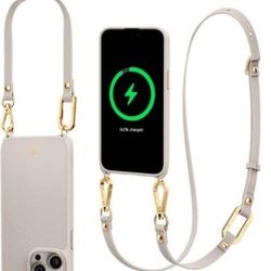 NEW! CYRILL Classic Charm Mag iPhone Case, Leather Crossbody Case w/ Strap Wristlet-Cream Color