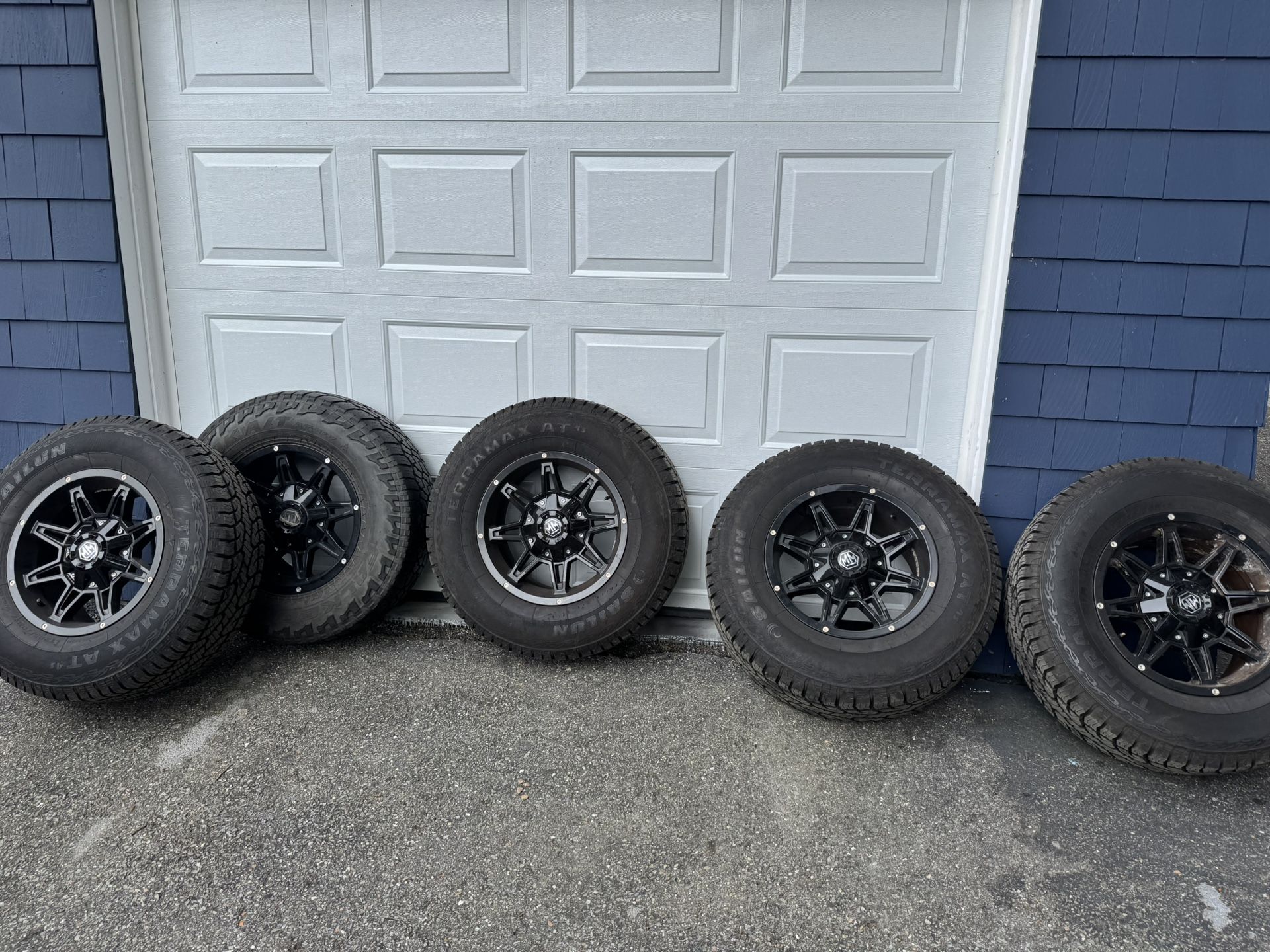 Jeep Tires (big) Mayhem Rampage 8090 Black wheel with a Sailun Terramax tire. The tire size is LT285/70R17.
