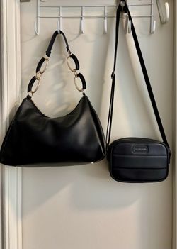 Black and gold handbag and crossbody purse