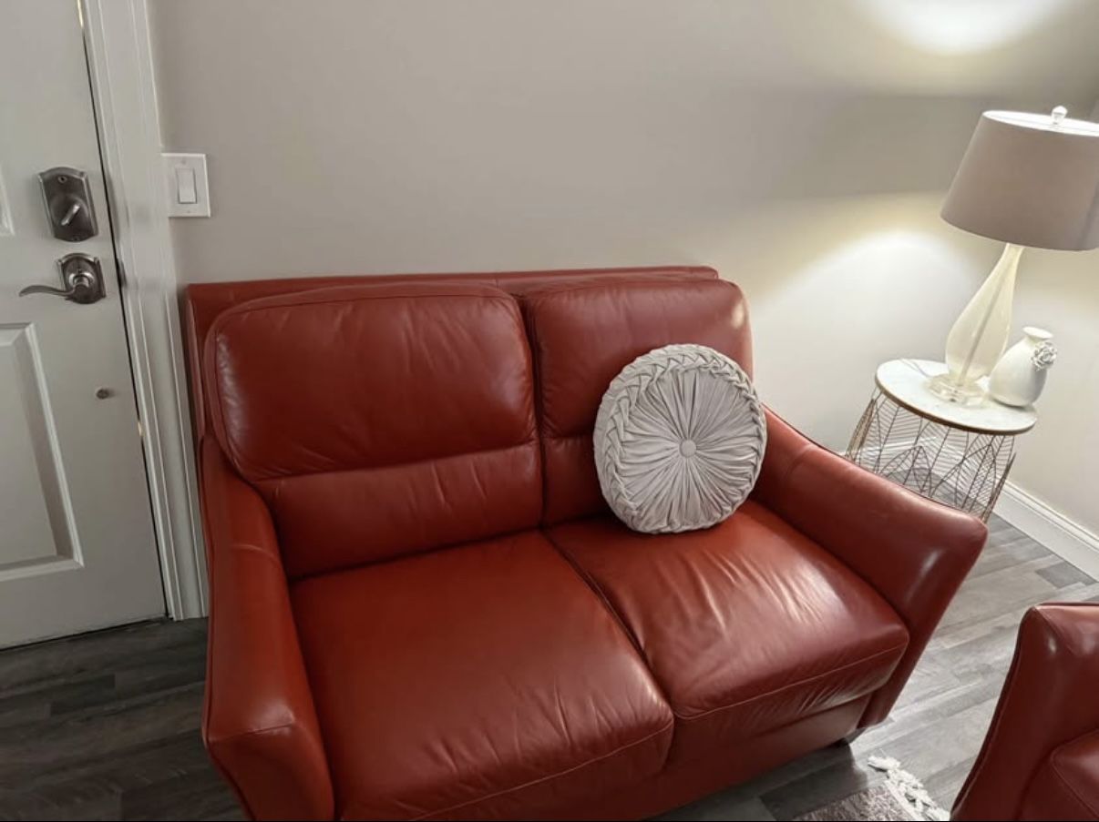 Orange Leather Couches