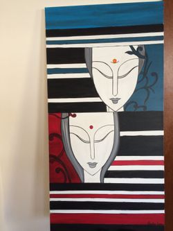 Lord Krishna and Radha on canvas