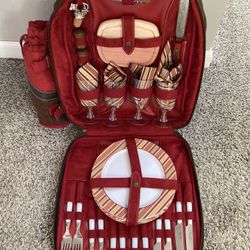 Leather and suede Backpack for a wine picnic