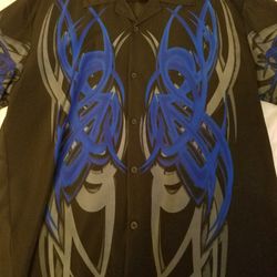 Dragonfly Tribal blue And Gray Dress Shirt 
