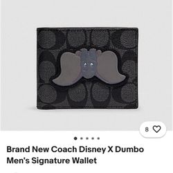 Brand New Coach Disney X Dumbo Men's Signature Wallet