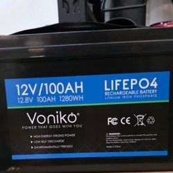 Voniko 12V 100Ah LiFePO4 Lithium Battery,