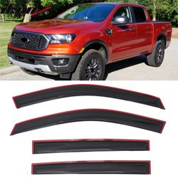 Fits 2019-2023 Ford Ranger T8 Crew Cab Window Visors In Channel Rain Guard Deflector