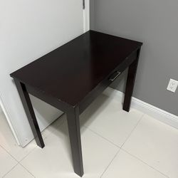 Espresso Wood Desk / Console Table – Compact with Drawer