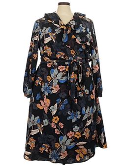 Floral Print Wrap Dress - Large
