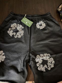 Black Denim tear rhinestone size small