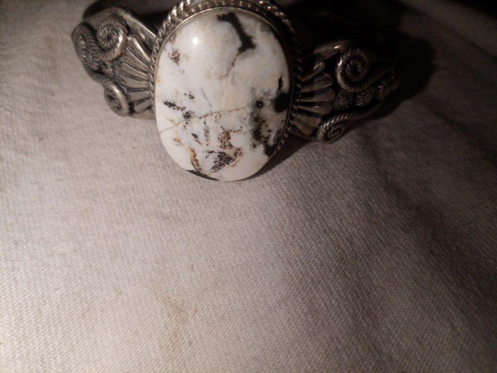 Vintage Sterling Charles Johnson Buffalo Turquoise Cuff Bracelet