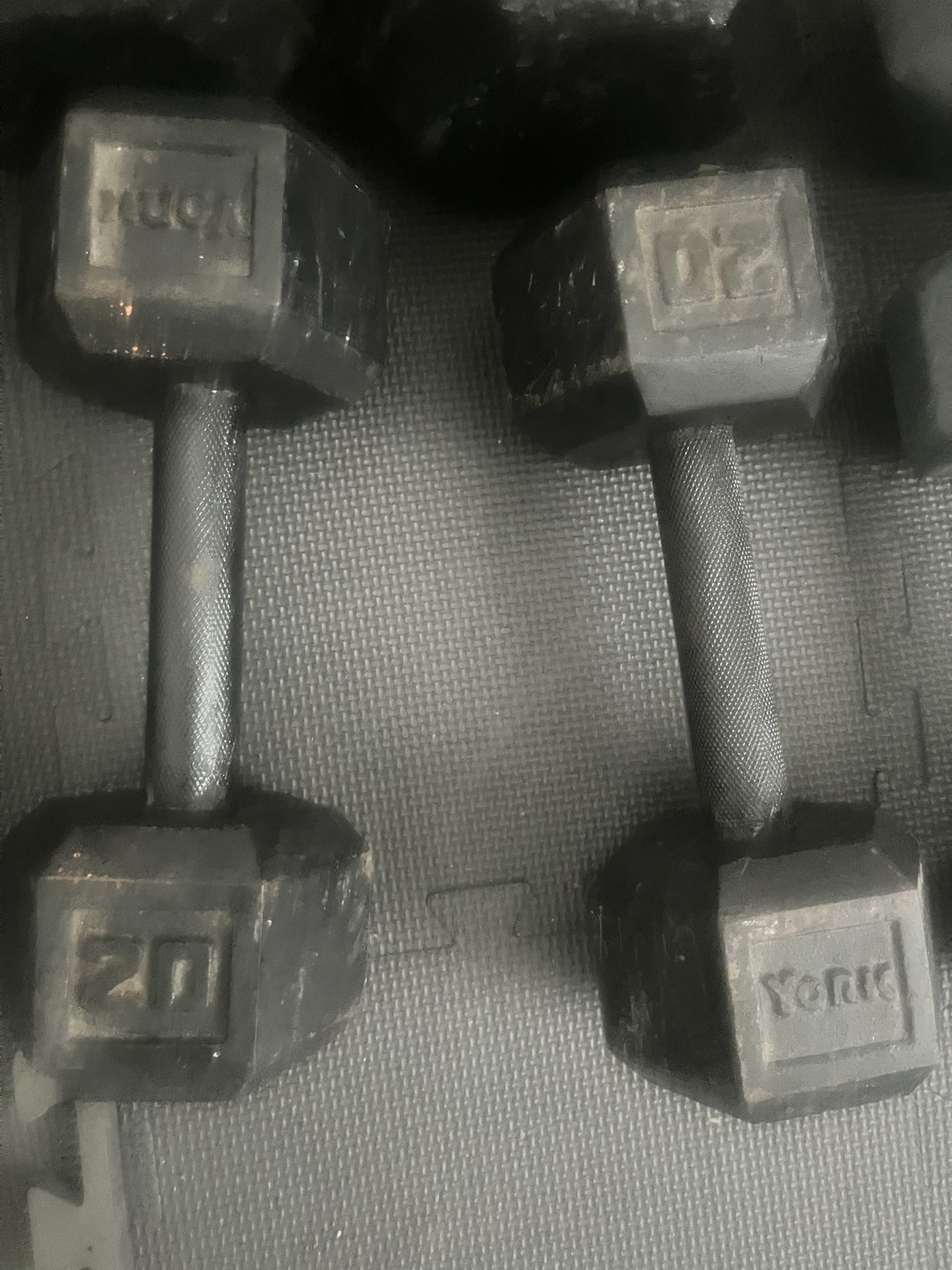 Pair Of 20lb York Steel Hex Dumbbells Total 40lb