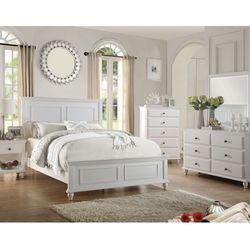 New White Queen Bedroom Set 5 Pieces 