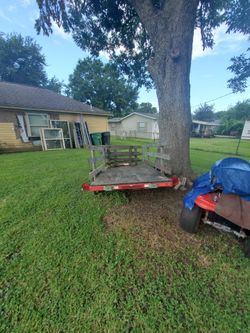 8ft Flat Bed Utility Trailer with Wood Rails