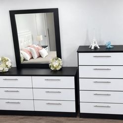 DRESSER WITH MIRROR AND CHEST  // CÓMODA CON ESPEJO Y GAVETERO 