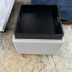 chita Cube Storage Ottoman - Fabric & Leather