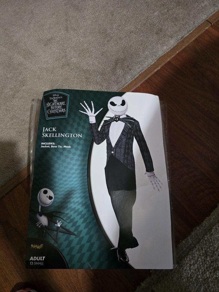 HALLOWEEN π JACK SKELLINGTON COSTUME ADULT SMALL NEW