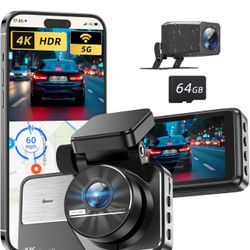 Dash Cam Front and Rear 4K+2K, Dash Camera for Cars, Car Camera, Dual Dashcams for Cars with Night Vision, Built-in WiFi 64GB Card, 24 Hours Parking M