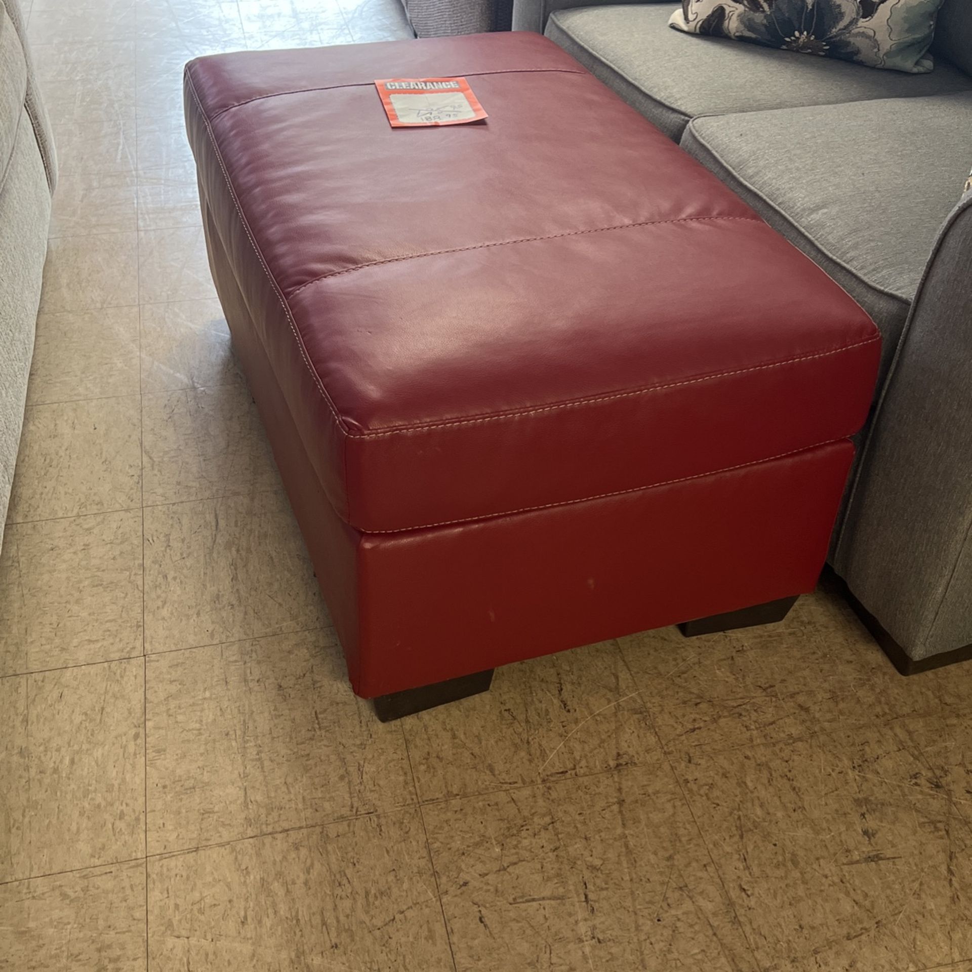 Red leather like cocktail ottoman for only $188 clothes out special